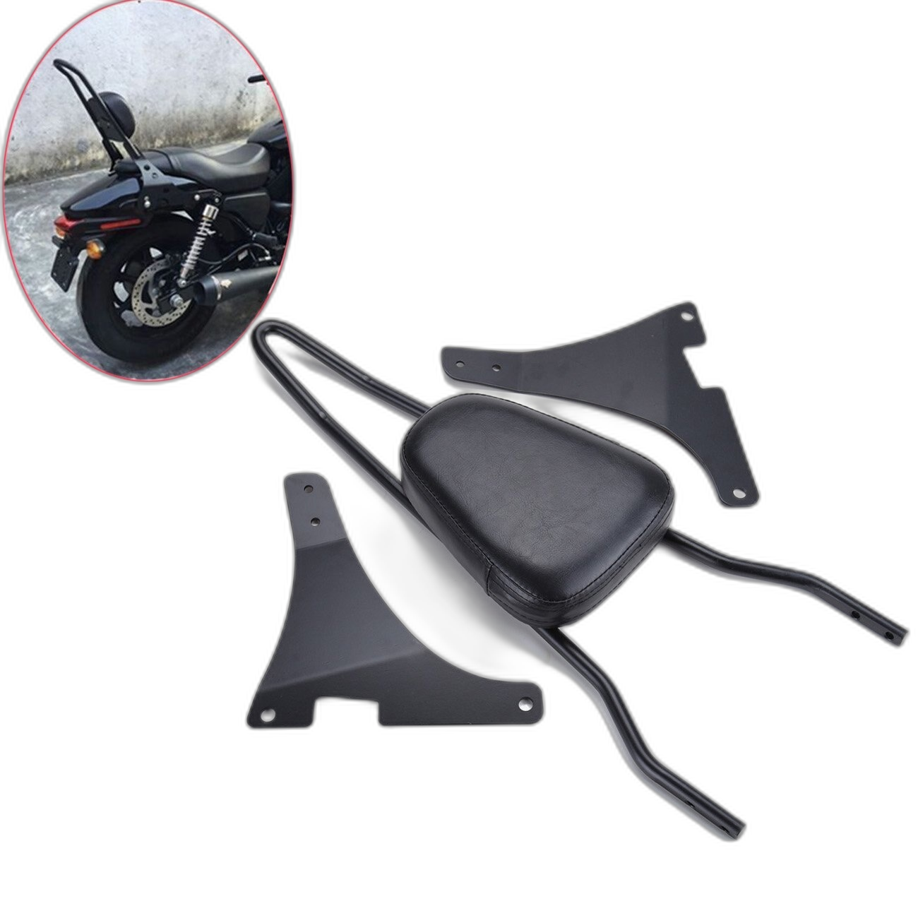 Motorfiets Sissy Bar Rugsteun, Duurzame Stalen Constructie, Comfortabele Bekleding, Eenvoudige Installatie