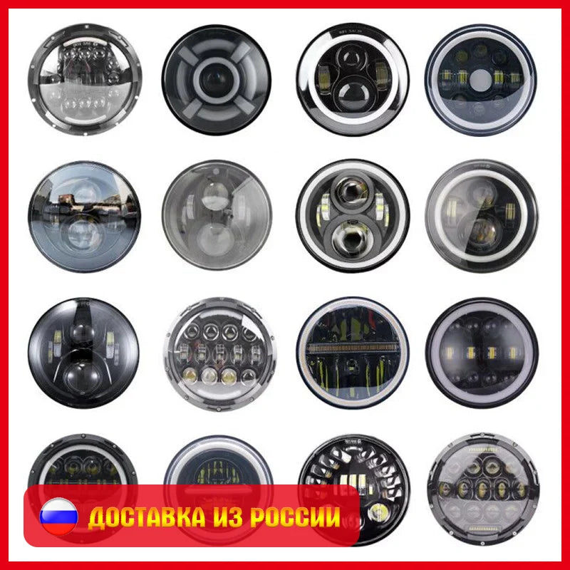 Jeep Wrangler LED Koplampen, 7 Inch, Groot/Laag Licht