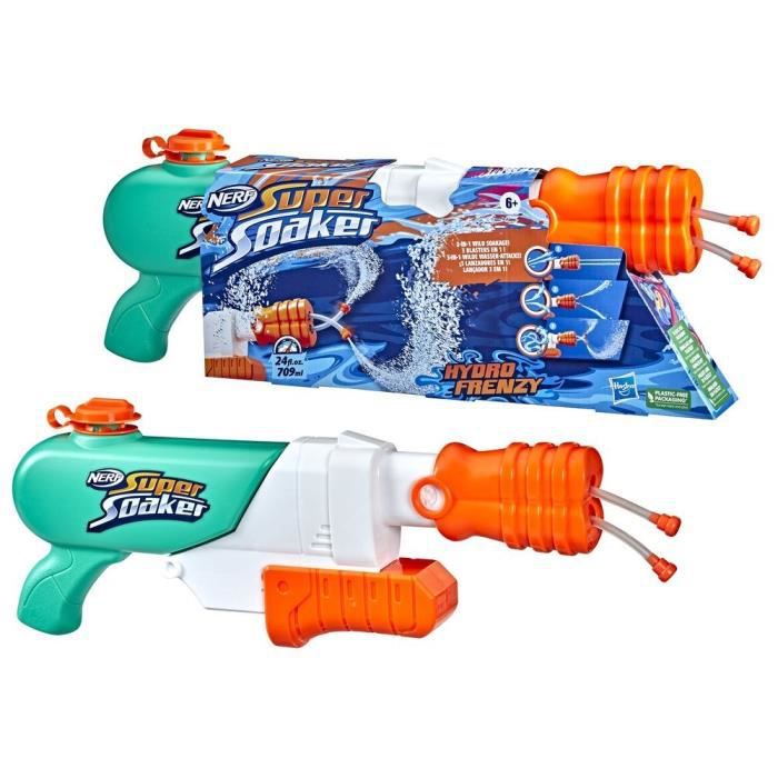 NERF SUPER SOAKER - Hydro Frenzy Waterblaster - 3 Wateringen, Verstelbare Mondstuk, 2 Waterlauncherbuizen