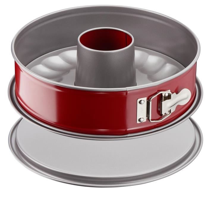 TEFAL Delibake cakevorm in staal - Ø 30 x 11 cm - Rood en grijs - Met scharnier