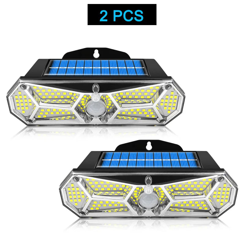 LuminoGuard | Solar LED Wandleuchte | 158 LEDs Bewegungsmelder | IP65 Wetterfest 0
