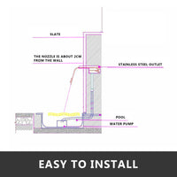 Zwembadfontein, Roestvrij staal, Waterval effect, Eenvoudige installatie