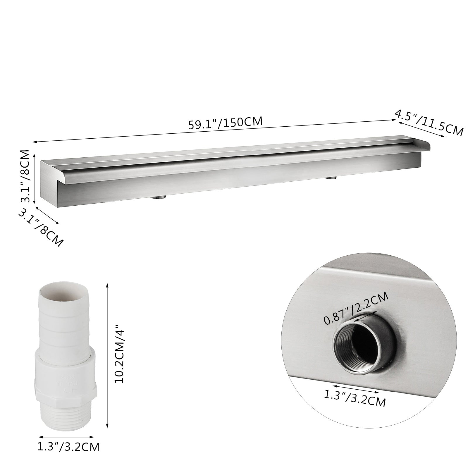 Zwembadfontein, Roestvrij staal, Waterval effect, Eenvoudige installatie