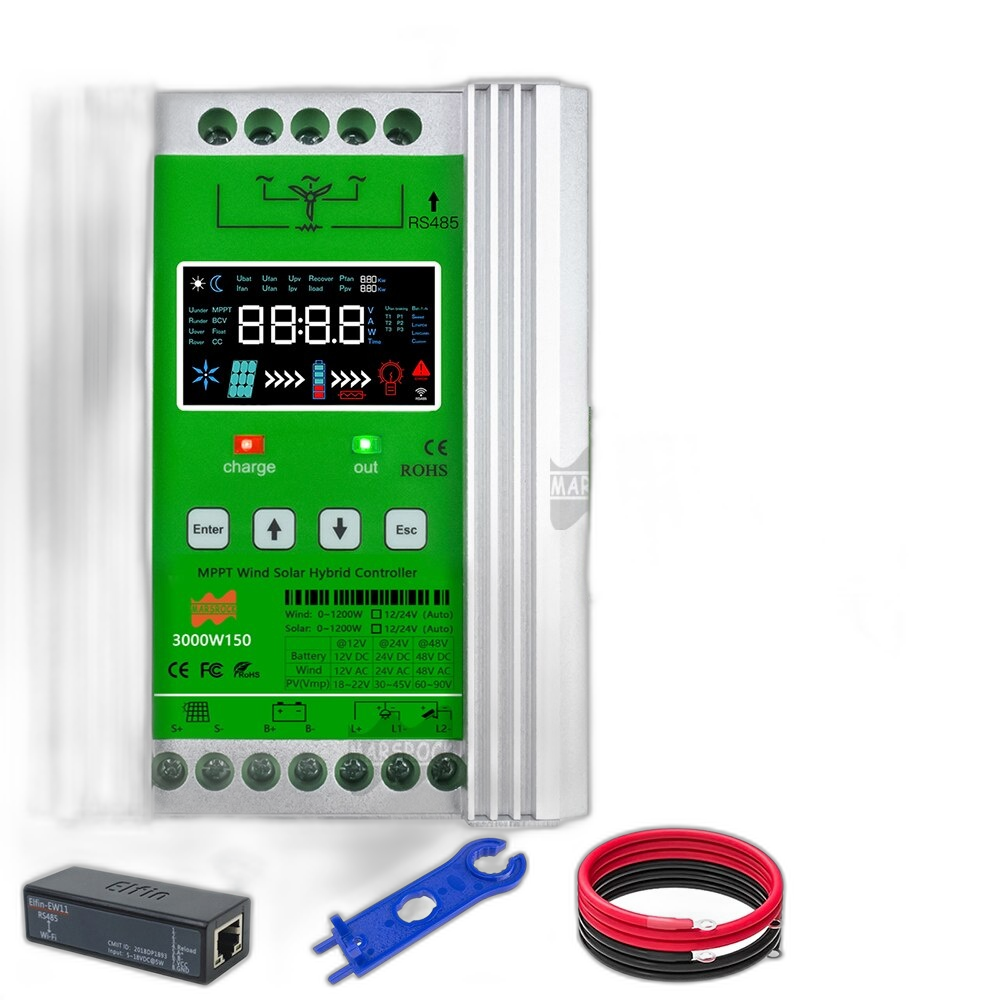 Hybrid Wind Solar Charge Controller, MPPT Board, Wifi Monitor