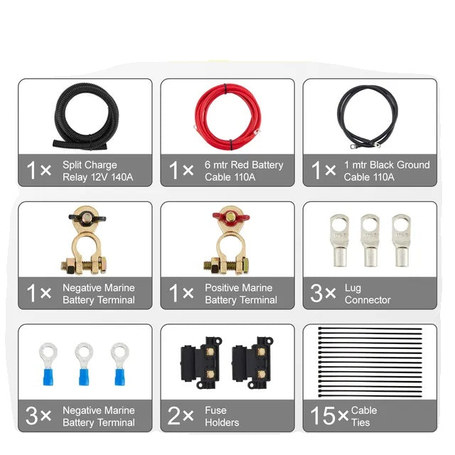 Split Charge Relay Kit, Voltage Sense Relay, 12V