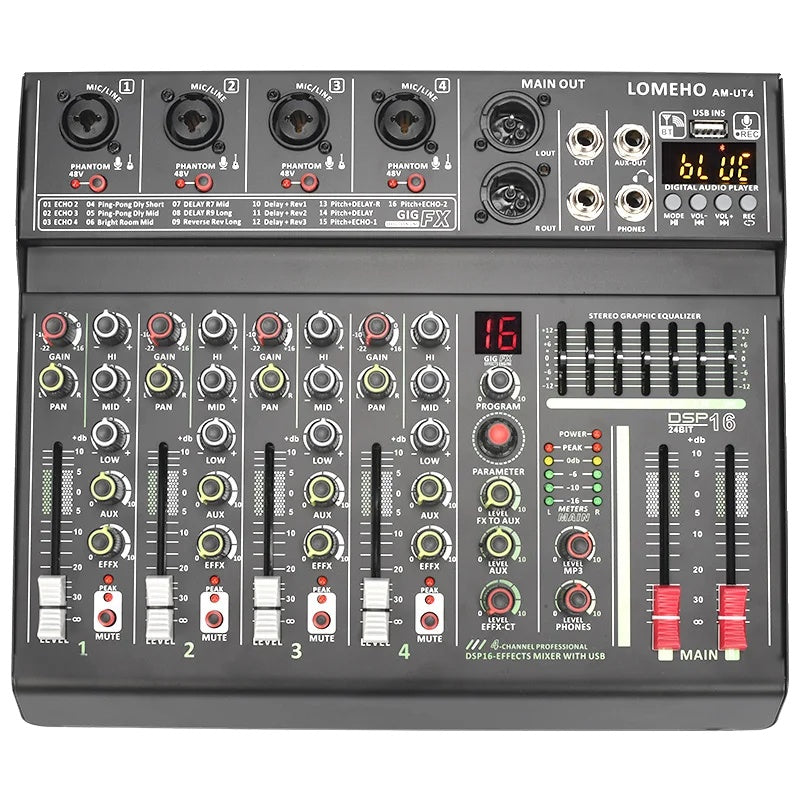 Dj Mixer, 4 Channels, 16 Dsp, 48V Phantom Power