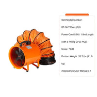 Portable Ventilator, 12 inch Cylinder Fan, 3198CFM Industrial Utility Blower