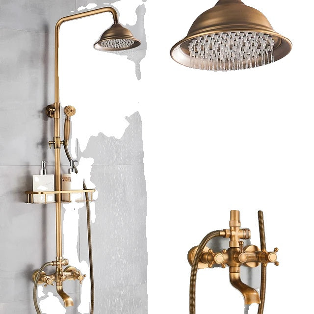 Bathroom Shower Set, Antique Brass, Wall Mounted