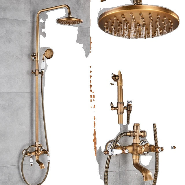 Bathroom Shower Set, Antique Brass, Wall Mounted