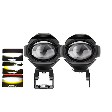 Motorbike Spotlight, High Low Beam, Dual Color Fog Light