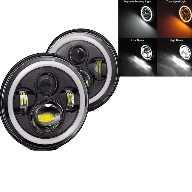 LED Headlight, High/Low Beam, Suitable for Jeep Wrangler Jk tj Cj Vaz 2121 Lada Niva 4X4