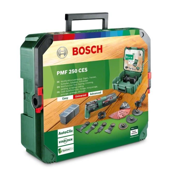 Bosch multifunctionele tool - PMF 250 CES (geleverd met 1 Systembx gereedschapskoffer, 20 accessoires)