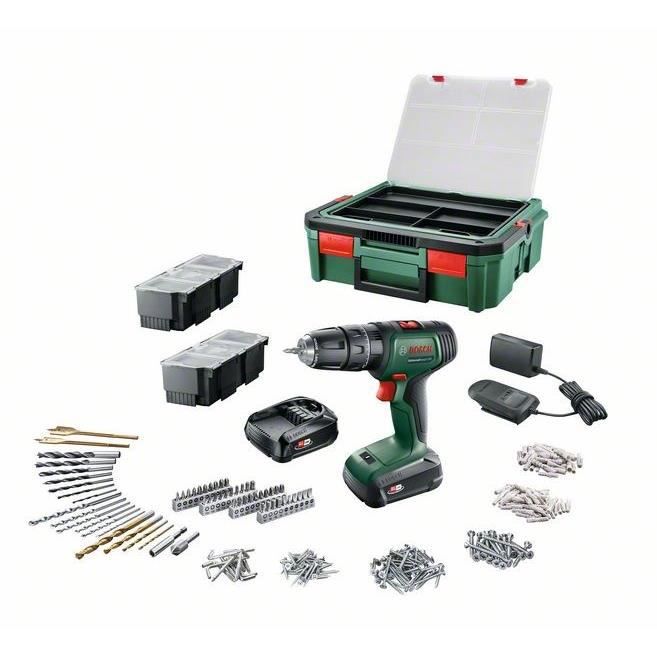 Bosch UniversalDrill 18 accuboor (2 batterijen 1,5Ah + SystemBox + 241 accessoires)