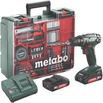 METABO Drill driver with 2 batteries 18 V 2 Ah Li-ion and a box of 73 accessories