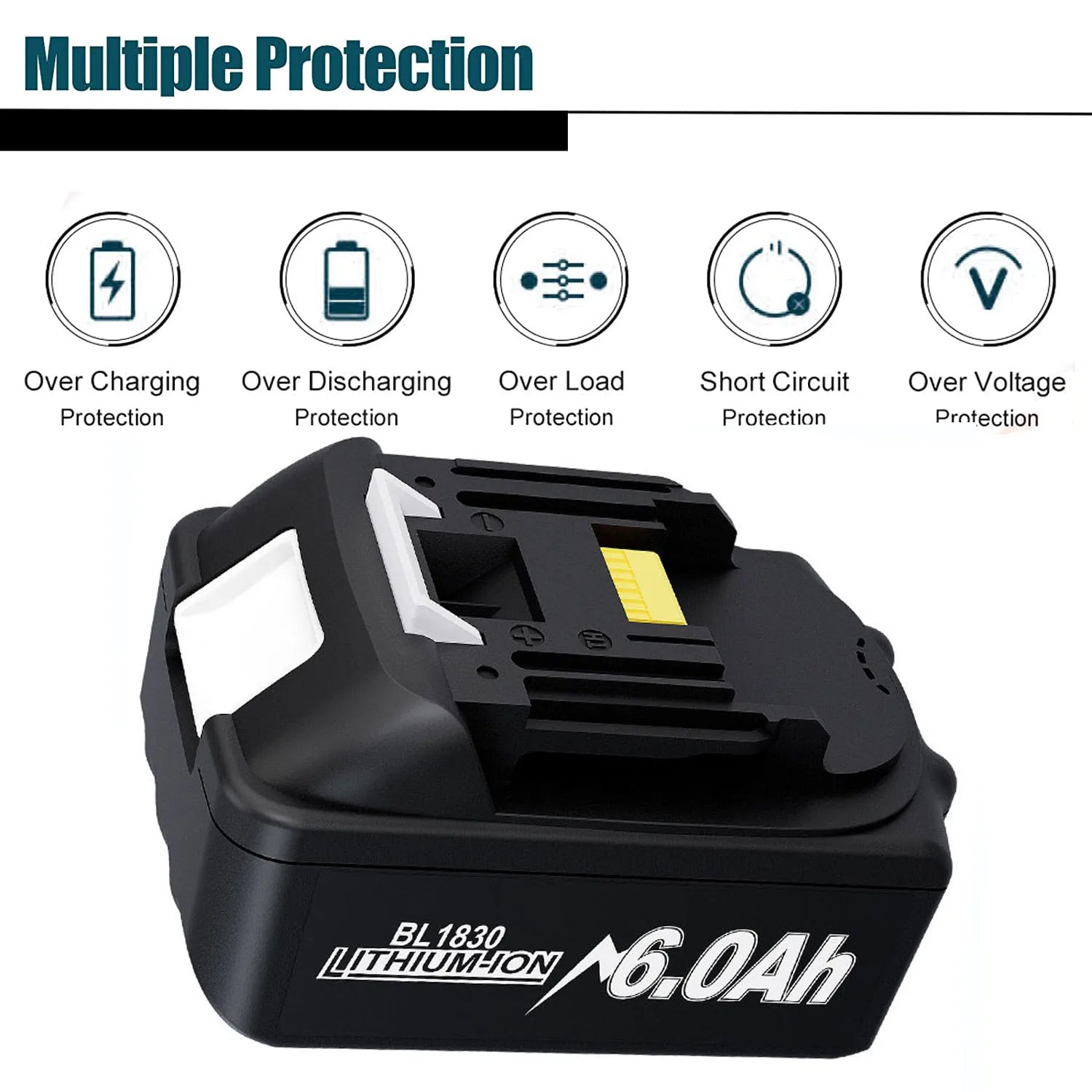 Makita 18V Batterij, 6Ah Capaciteit, Compatibel met LXT BL1860B