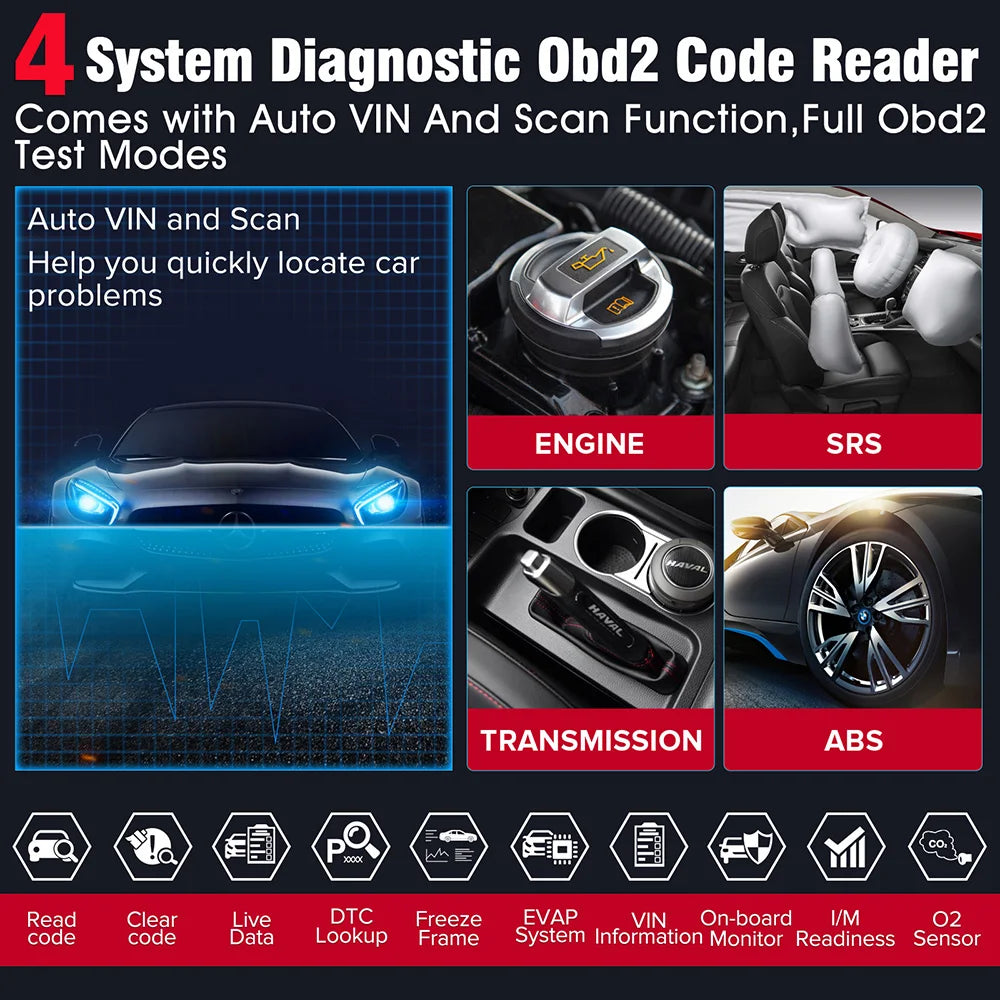 Auto Diagnostische Gereedschappen, ABS SRS ECM TCM 4 systemen, Olie Rem SAS IMMO 15 Resets.