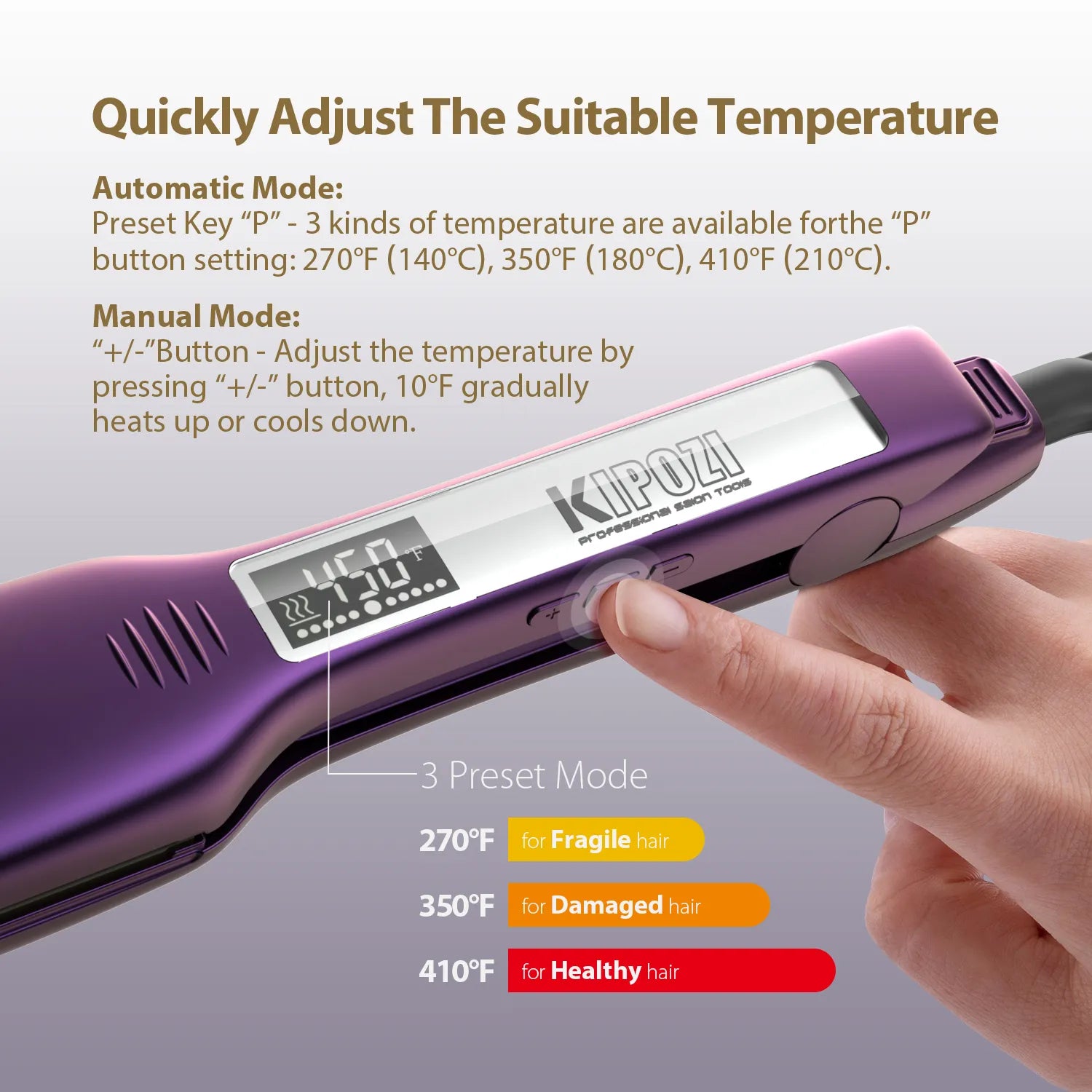 Haarstijltang, Snelle Verwarming, LCD Scherm