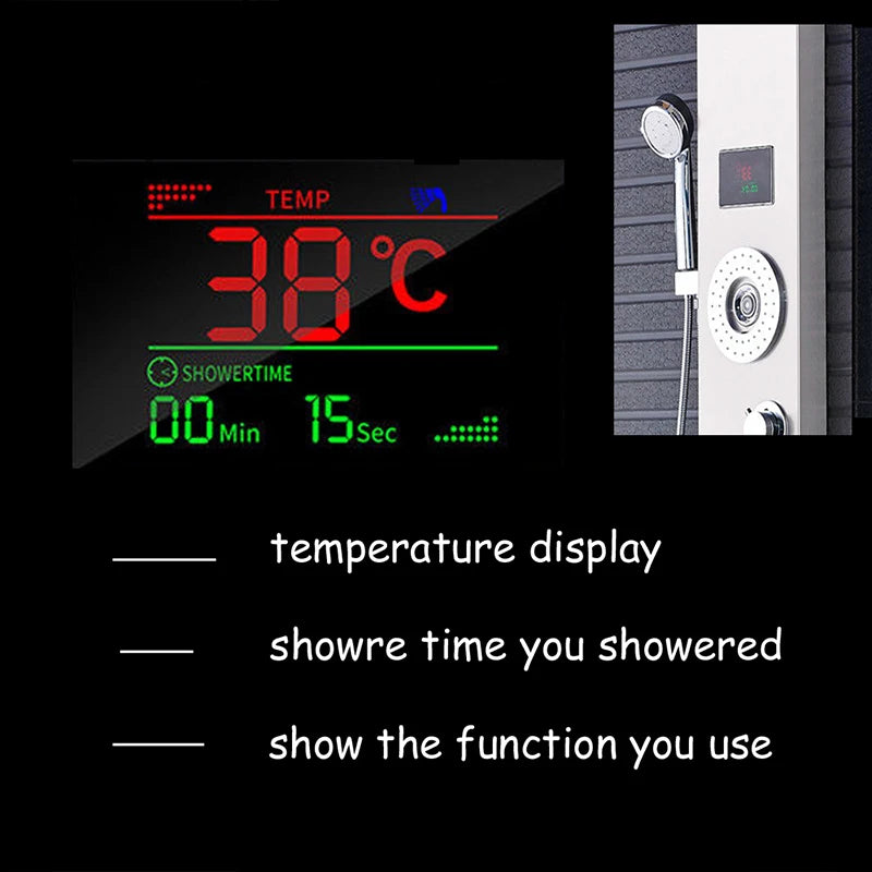 LED Shower Faucet, Temperature Digital Display, Body Massage System