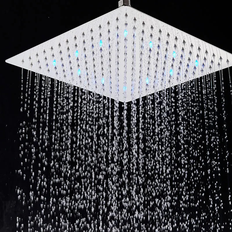 LED Rainfall Shower Head, Color Change with Temperature, Ultra-thin Design