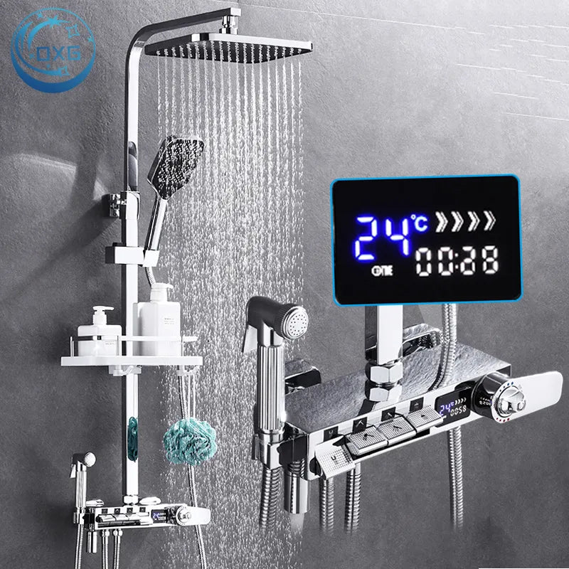 Shower Faucet Set, Brass, Digital Display