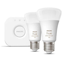 Philips Hue Wit en Kleuren Ambiance, Start Kit 2 Lampen E27, 75W, Bluetooth, werkt met Alexa, Google en Homekit