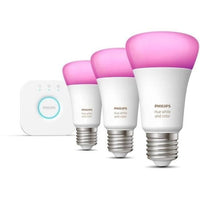 Philips Hue White en Color Ambiance, Starter Kit 3 Lichten E27, 75W, Bluetooth, werkt met Alexa, Google en Homekit