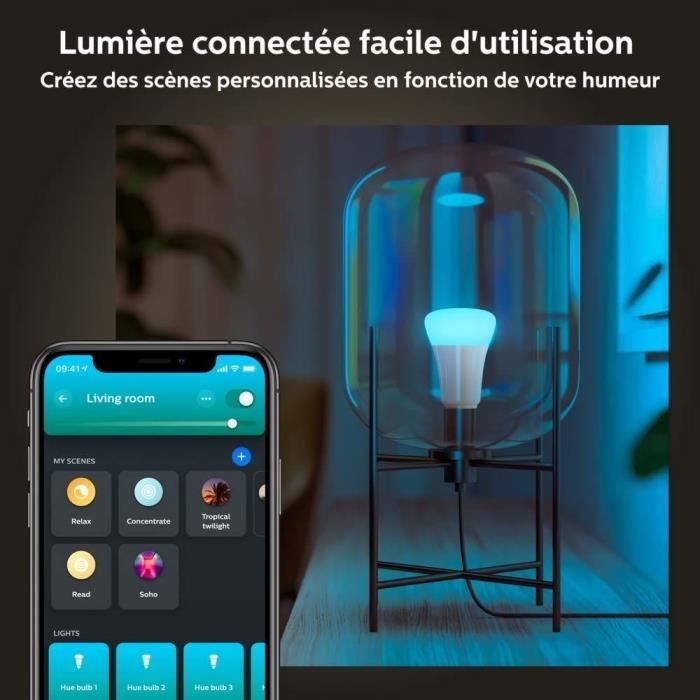 Philips Hue lampen LED verbonden Wit & Kleur Ambiance Gu10, Bluetooth, Verpakking van 2, werkt met Alexa, Google en Homekit