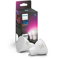 Philips Hue lampen LED verbonden Wit & Kleur Ambiance Gu10, Bluetooth, Verpakking van 2, werkt met Alexa, Google en Homekit