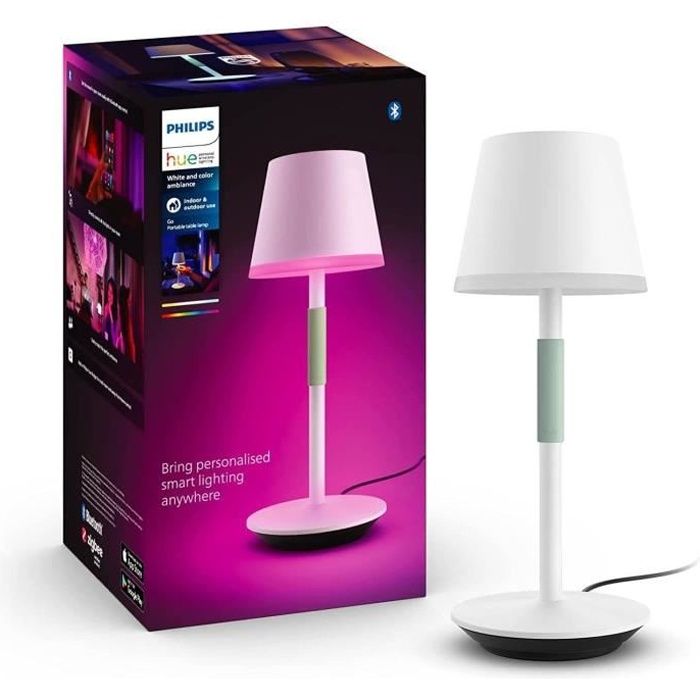 Philips White en Color Ambiance, Hue Belle draagbare tafellamp, Bluetooth compatibel, wit