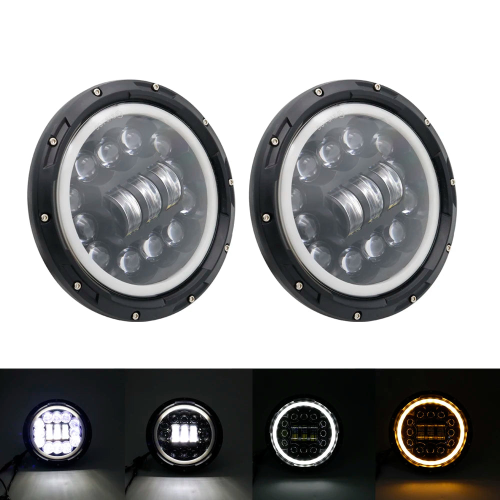 LED Headlight, High/Low Beam, Suitable for Jeep Wrangler Jk tj Cj Vaz 2121 Lada Niva 4X4