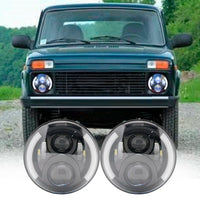 LED Headlight, High/Low Beam, Suitable for Jeep Wrangler Jk tj Cj Vaz 2121 Lada Niva 4X4