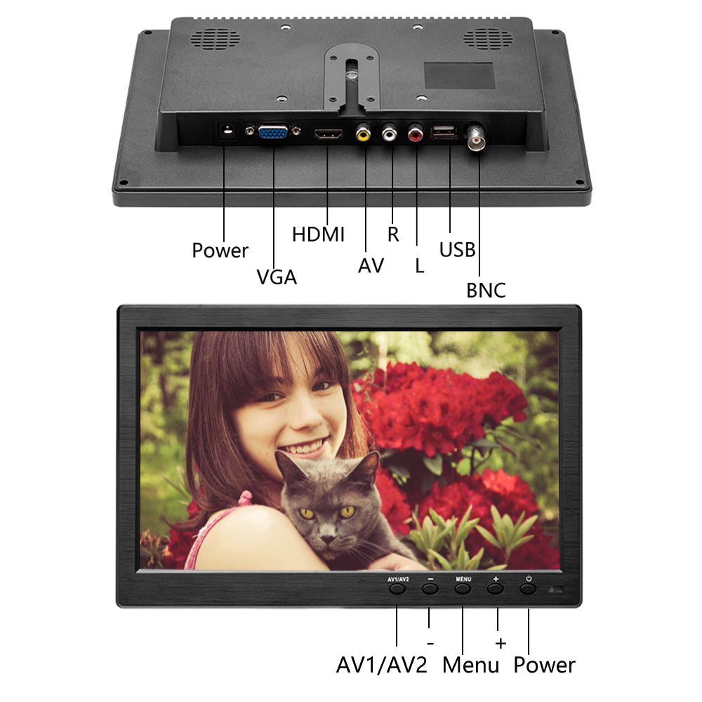 Portable LCD HD Monitor, 2 Channel Video Input, HDMI & VGA