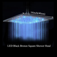 LED Rainfall Shower Head, Color Changing LED Lights, Square Brass Design