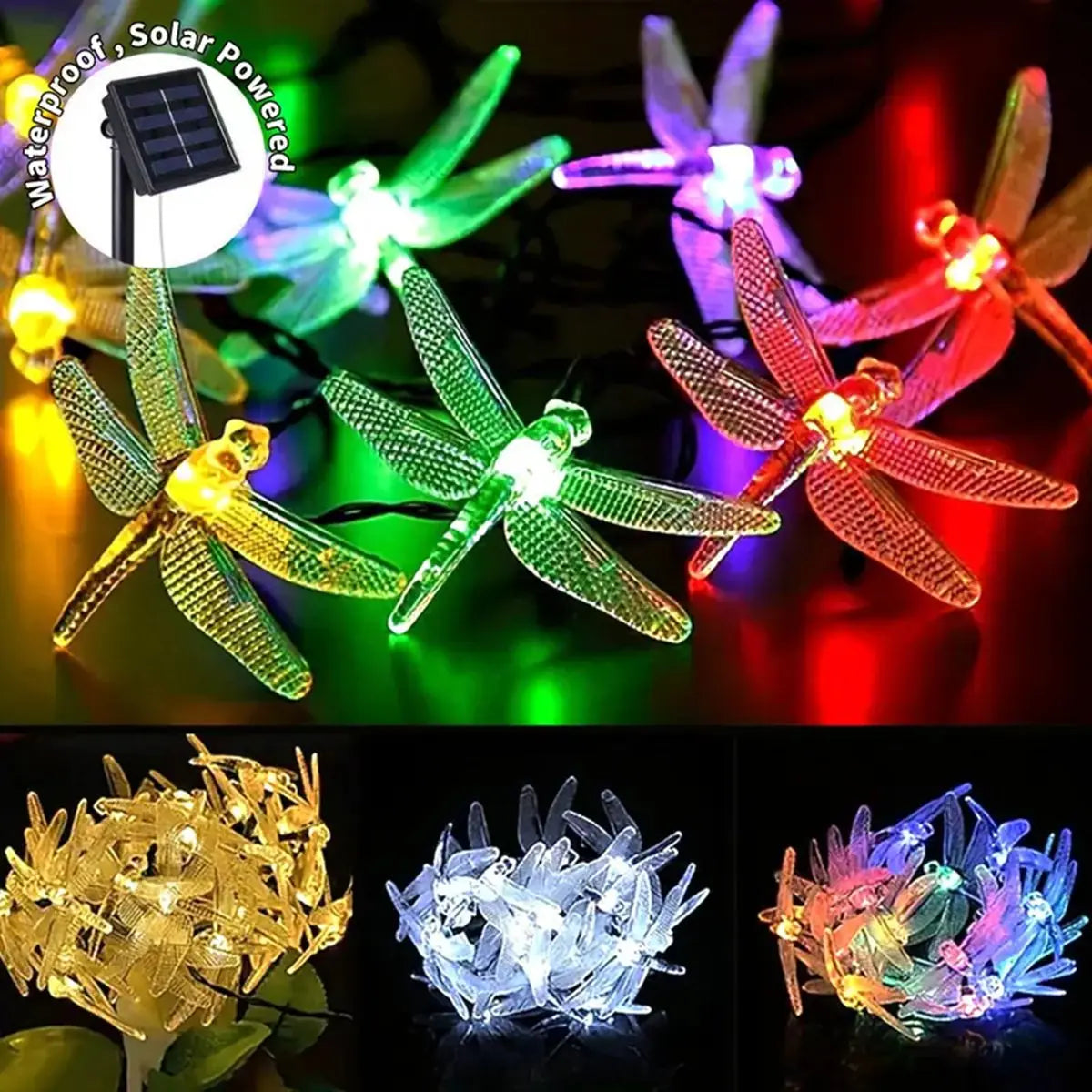 Solithia Libellenlichterkette | Solar | 8 Modi | IP65 Wetterfest | 5m 20 LEDs 1