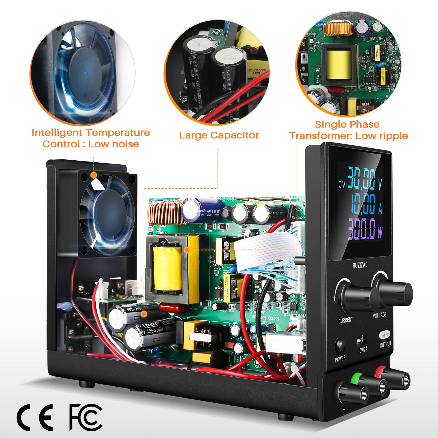 Lab Power Supply, Adjustable Voltage, Stabilized Output