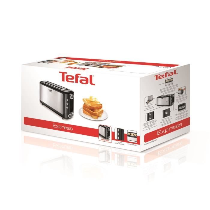 Tefal TL365etr Express Broodrooster 1 Sleuf, Toaster, 7 gouden niveaus, ontdooien, verwarmen, extra hoge uitsprong van brood