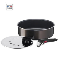 Tefal Ingenio L1509002 Set van 3 delen, Sauteuse 24 cm + deksel + handvat, geen inductie, anti-aanbak, gemaakt in Frankrijk