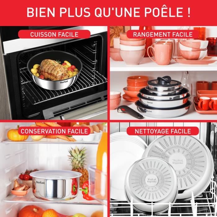 Tefal Ingenio keukenset 13 stuks, inductie, roestvrij staal, duurzame anti-aanbak, Emotion op L897DS04