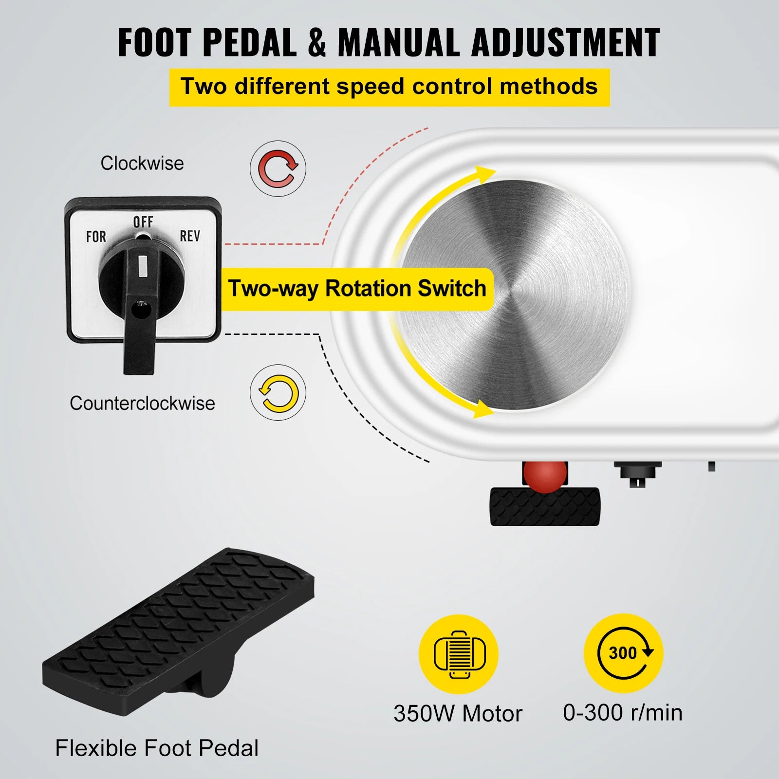 Pottery Wheel Machine, 350W, Foot Pedal Control