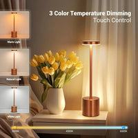 Valoria Touch Tischlampe | Kabellos & Dimmbar | Warmweiß LED | Aluminiumgehäuse 2