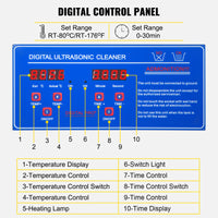 Professional Ultrasonic Cleaner, Digital Control Panel, 40Khz Frequency