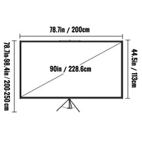 VEVOR 90" HD Projectiescherm, 4K Resolutie, Kijkhoek van 160 graden, Verstelbaar Statief