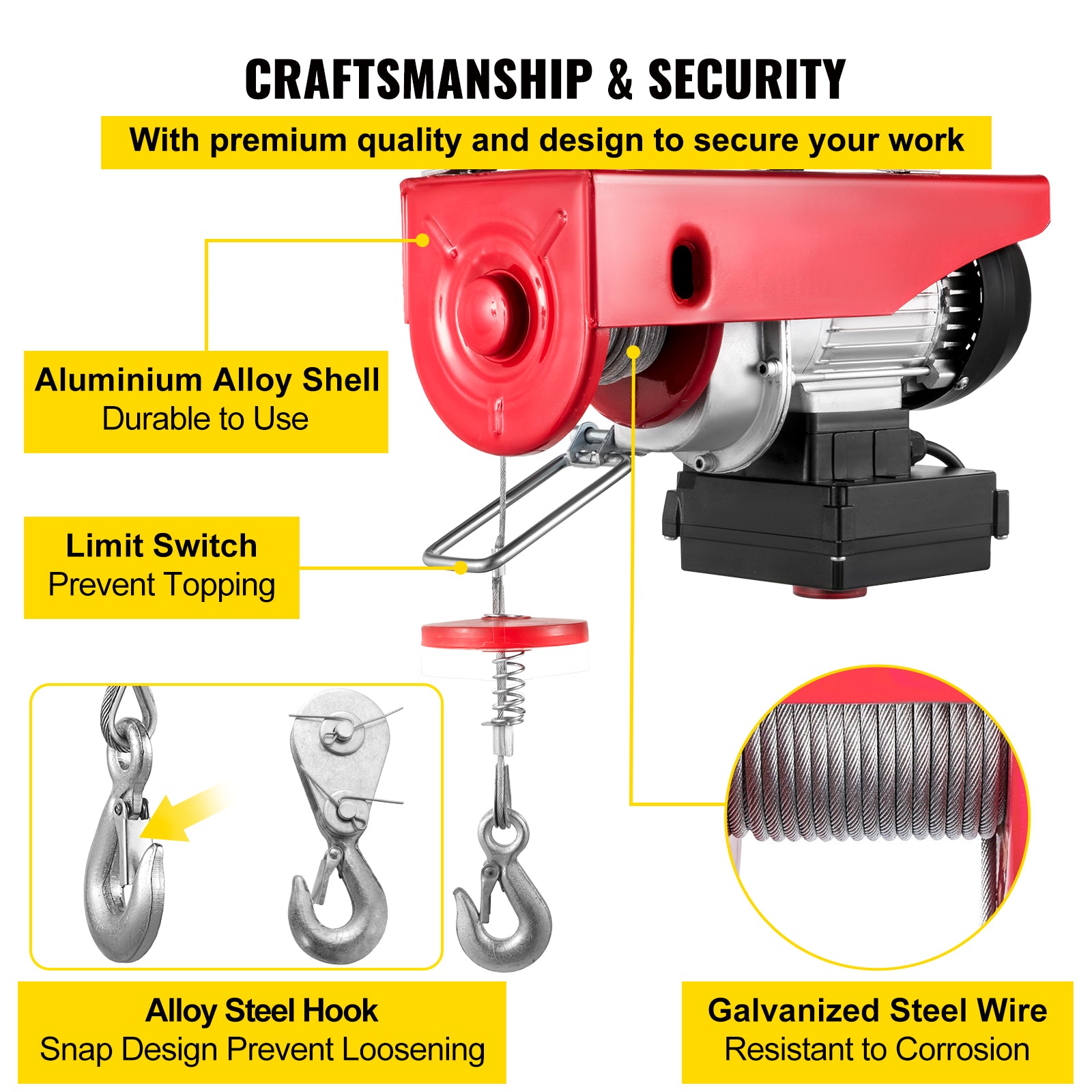 Electric Hoist Crane, Wireless Remote, 440 lbs Capacity